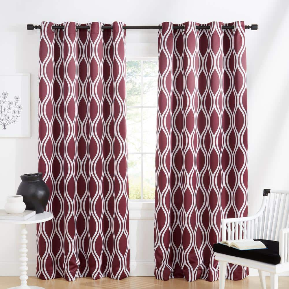 EXCLUSIVE HOME Alfie Burgundy Ogee Room Darkening Grommet Top Curtain ...