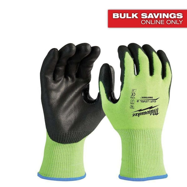 Milwaukee Small High Visibility Level 2 Cut Resistant Polyurethane Dipped Work Gloves