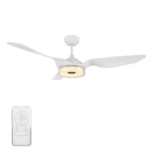 Finley II 56 in. Dimmable LED Indoor White Smart Ceiling Fan with Light and Remote, Works with Alexa and Google Home