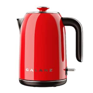 8-Cup Retro Red Corded Electric Kettle with Auto Shut Off