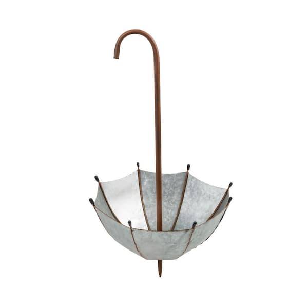 Alpine Corporation 19 in. Tall Outdoor Rustic Upside Down Umbrella Garden Stake and Planter