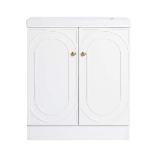 29.5 in. W x 19.7 in. D x 35.4 in. H Freestanding Bath Vanity in White with White Resin Vanity Top