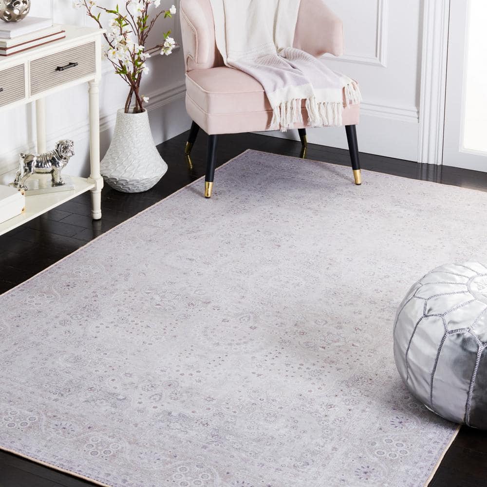 Beige Easy-Care Synthetic 6' x 9' Non-Slip Area Rug