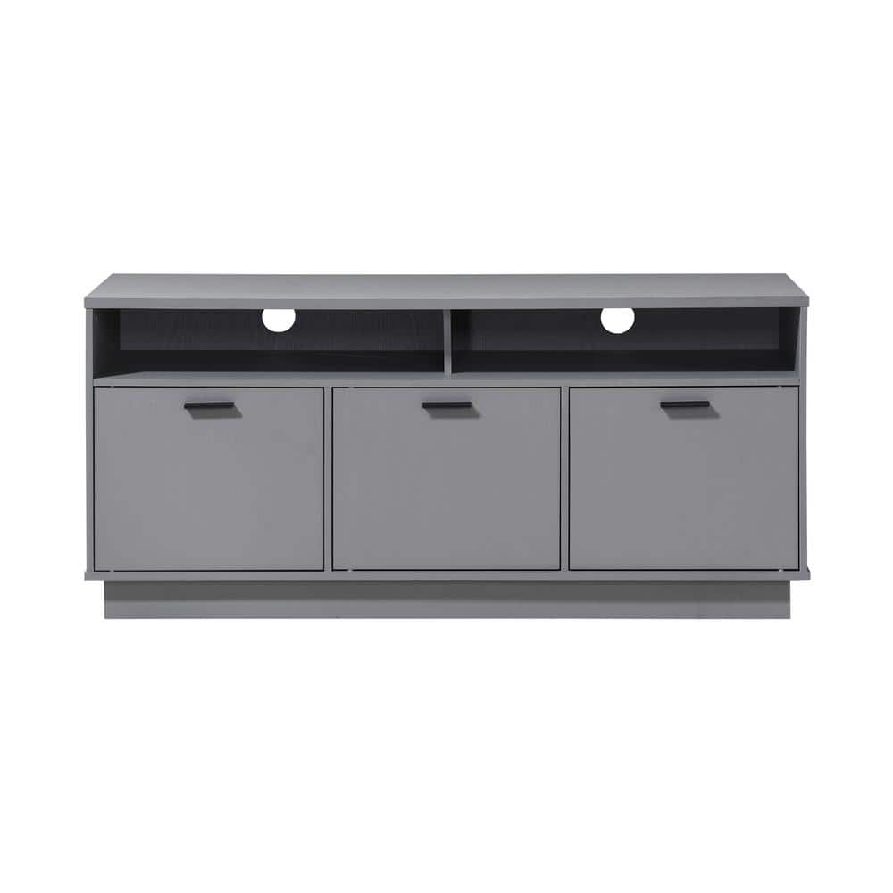 47.24 in. Grey Wood TV Stand with 3 Storage Cabinets Fits TVs up to 55 in.