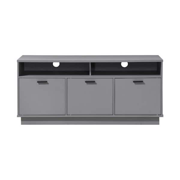 AndMakers 47.24 in. Grey Wood TV Stand with 3 Storage Cabinets Fits TV's up to 55 in.