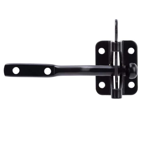 Unbranded Self Locking Gate Latch Automatic Gravity Lever for Wood Fence Gate Steel Black Door Latch 5.59 x 2.48 x 1.57 in.