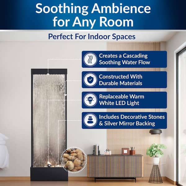 Alpine Corporation 72 in. Tall Indoor/Outdoor Mirror Zen Waterfall