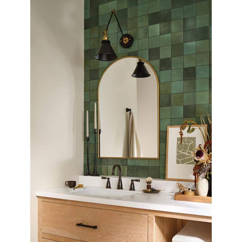 Mediterranean Bronze High Arc Two Handle Bathroom Faucet