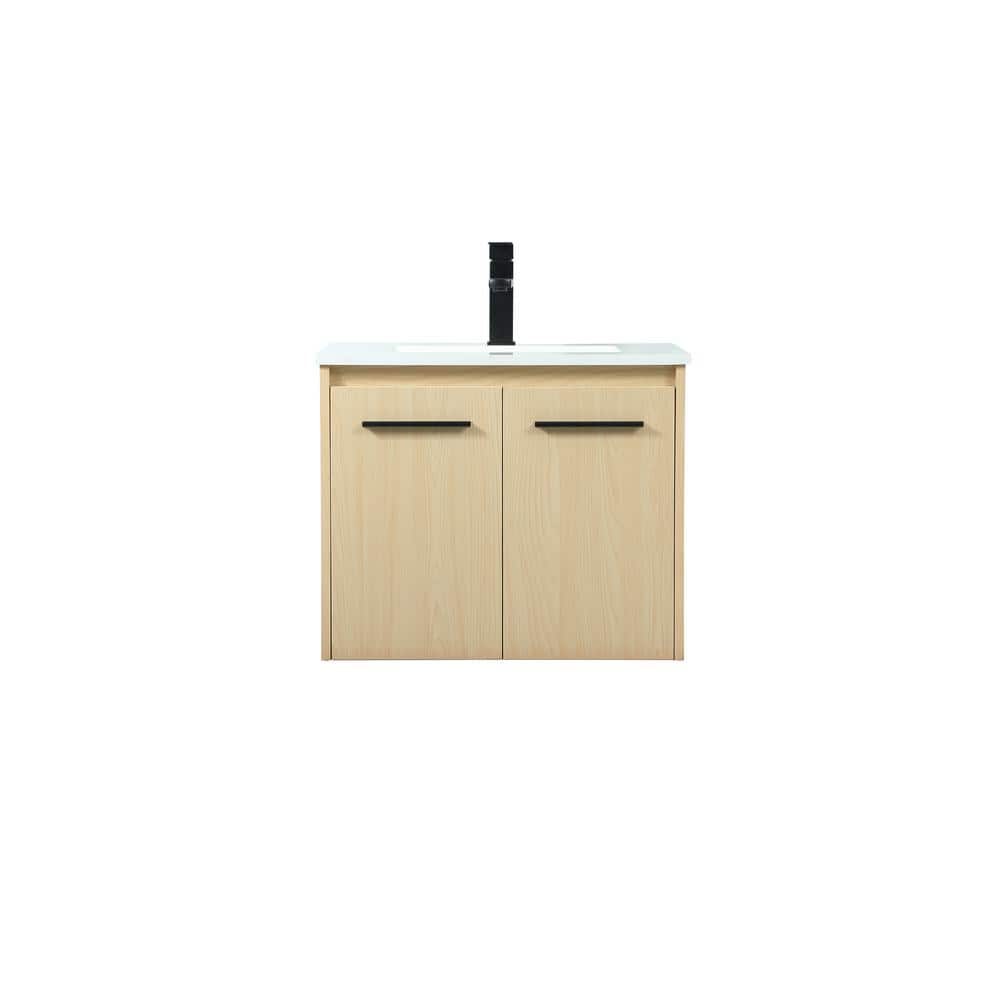 Timeless Home 24 in. W Single Bath Vanity in Maple with Engineered Stone Va