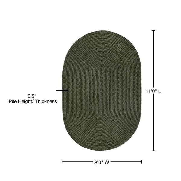 Texturized Solid Dark Sage Poly 8 ft. x 11 ft. Oval Braided Area Rug  TS29R096X132 - The Home Depot