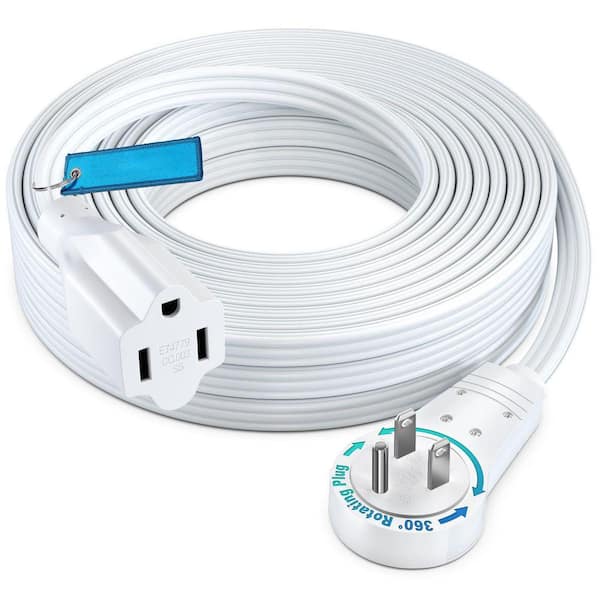 50 ft. 16 / 3 Light Duty Indoor Extension Cord with 360-Degree Rotating Flat Plug Flat Wire, 13 Amps, White