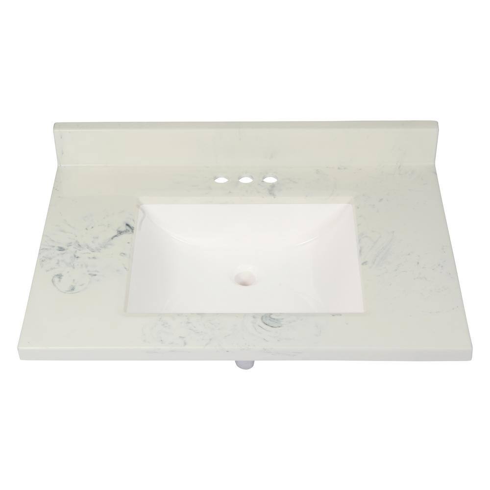 Milan 31'' White Single Bathroom Vanity with Carrara Marble Top