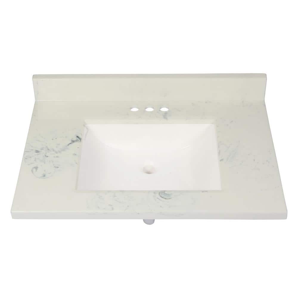 Tufino 31'' White Freestanding Bathroom Vanity with Carrara Marble Top