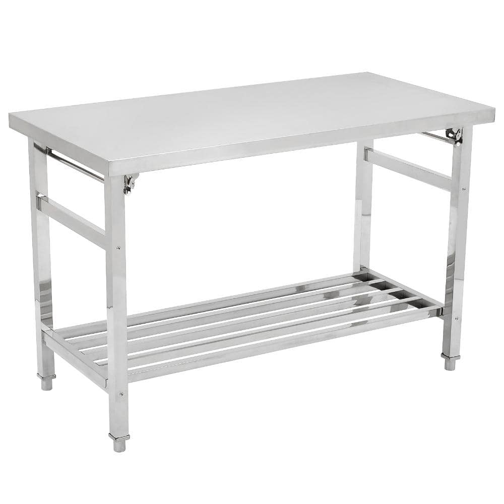Heavy Duty Stainless Steel Folding Work Table Adjustable Undershelf, Commercial Office Desk Easy to Clean,48 x 24 inch price history on PriceWatchPro