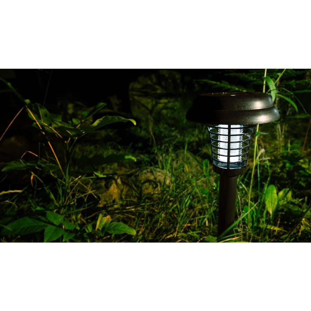 Black Solar Powered 2-in-1 Bug Zapper Stake Light