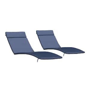 Salem Navy Blue 2-Piece Deep Seating Outdoor Chaise Lounge Cushion (2-Pack)