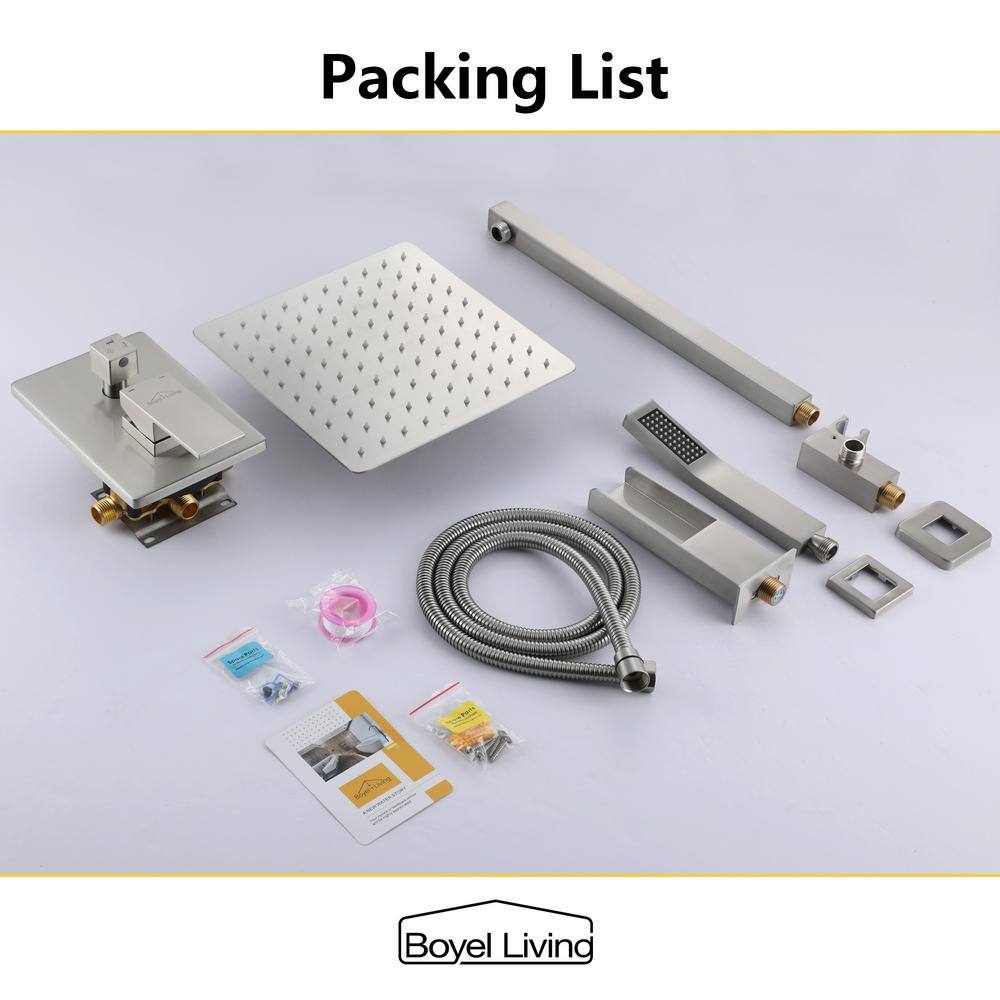 Brushed Nickel 10-Inch Square Rain Shower System with Handheld