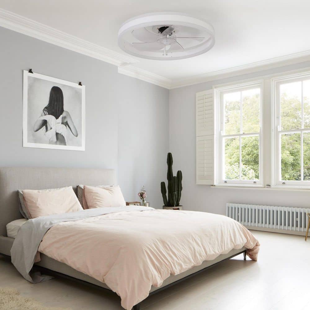 20 in. Indoor White Dimmable LED Flush Mount Fandelier Ceiling Fan with Remote Control, Adjustable 3-Color Temperature price history on PriceWatchPro