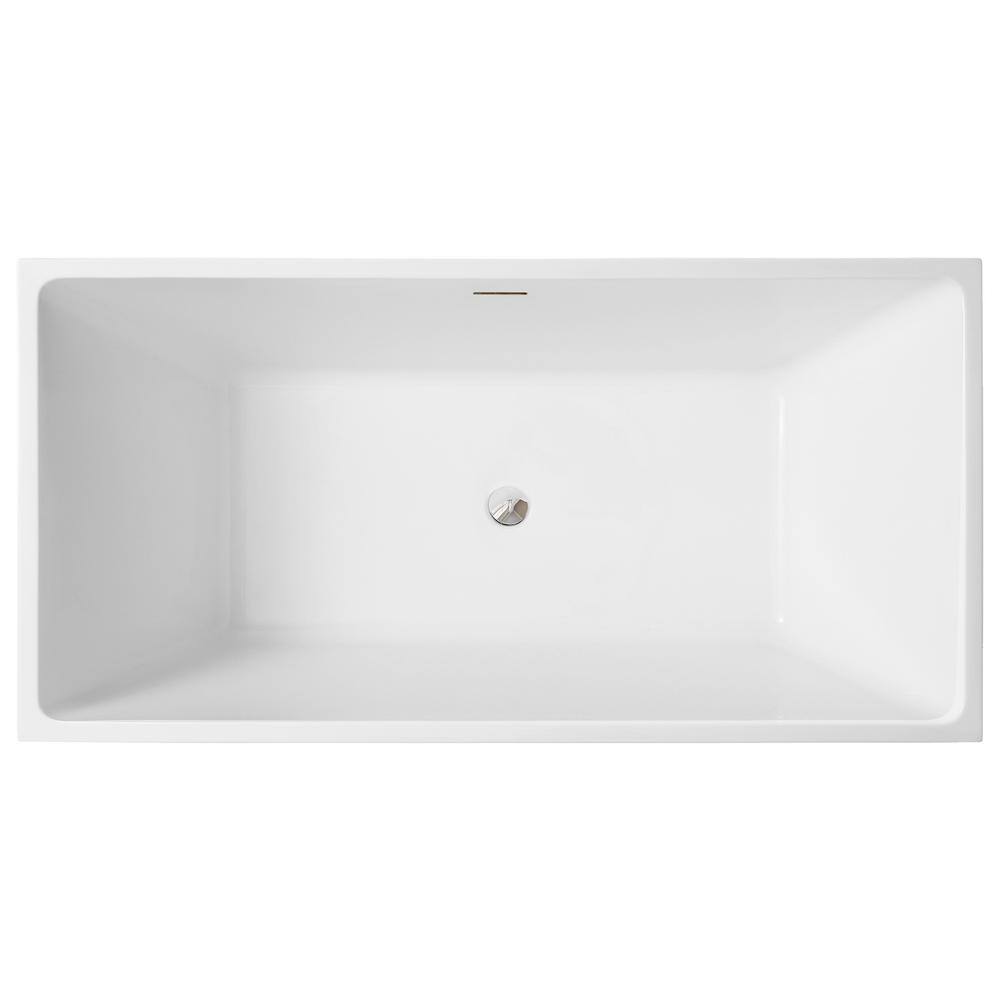 Chloe 59" White Acrylic Freestanding Soaking Bathtub
