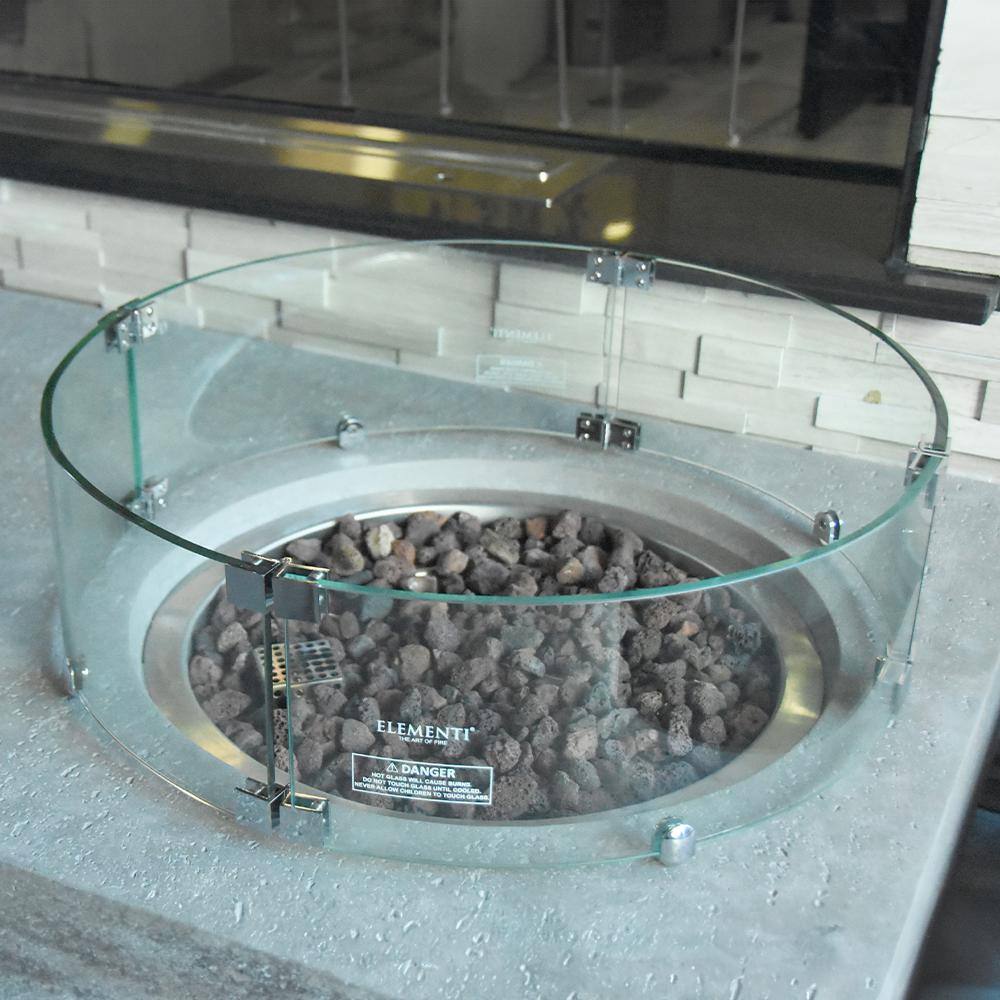 Round Tempered Glass Wind Screen for Fire Pit with Stainless Steel Clips