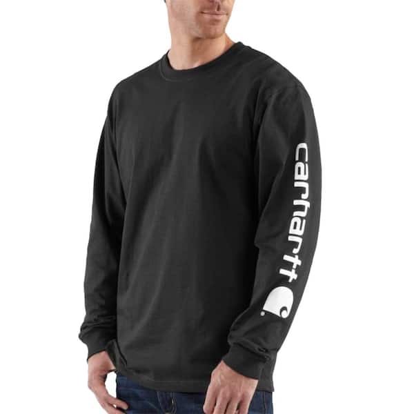 Men's Regular XX Large Black Cotton Long-Sleeve T-Shirt