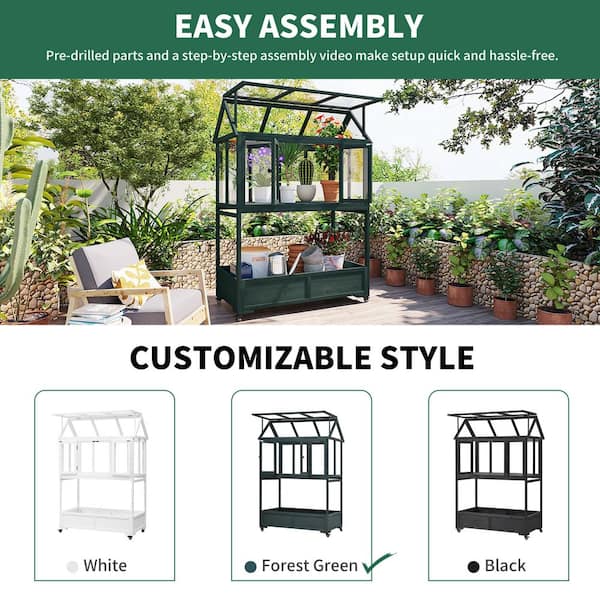 Forest Green 24 in. D x 47 in. W x 69 in. H Garden Wood Portable