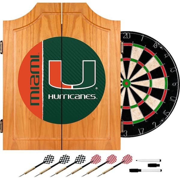 Trademark Global University of Miami Text 20.5 in. Wood Dart Cabinet Set