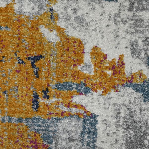 8 ft. x 11 ft. Blue Orange And Gray Area Rug