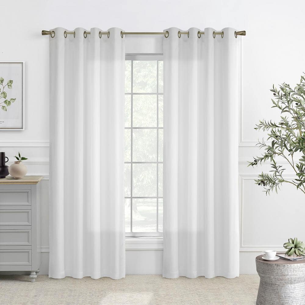 Rhapsody White 54 in. W x 84 in. L Lined Grommet Sheer Curtain Panel (Singl