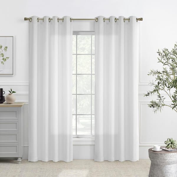 Rhapsody White 104 in. W x 95 in. L Lined Grommet Sheer Curtain Panel (Single Panel)