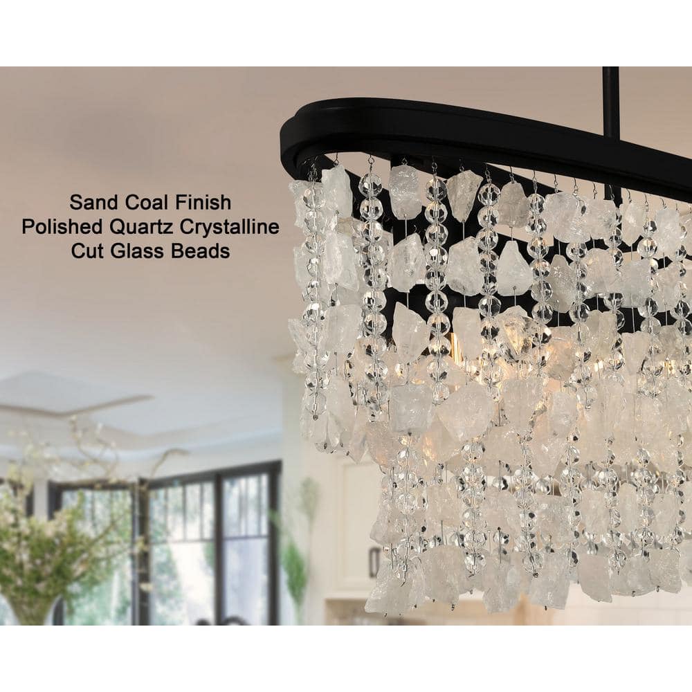 Shimmering Elegance Black Crystal 5-Light Island Chandelier