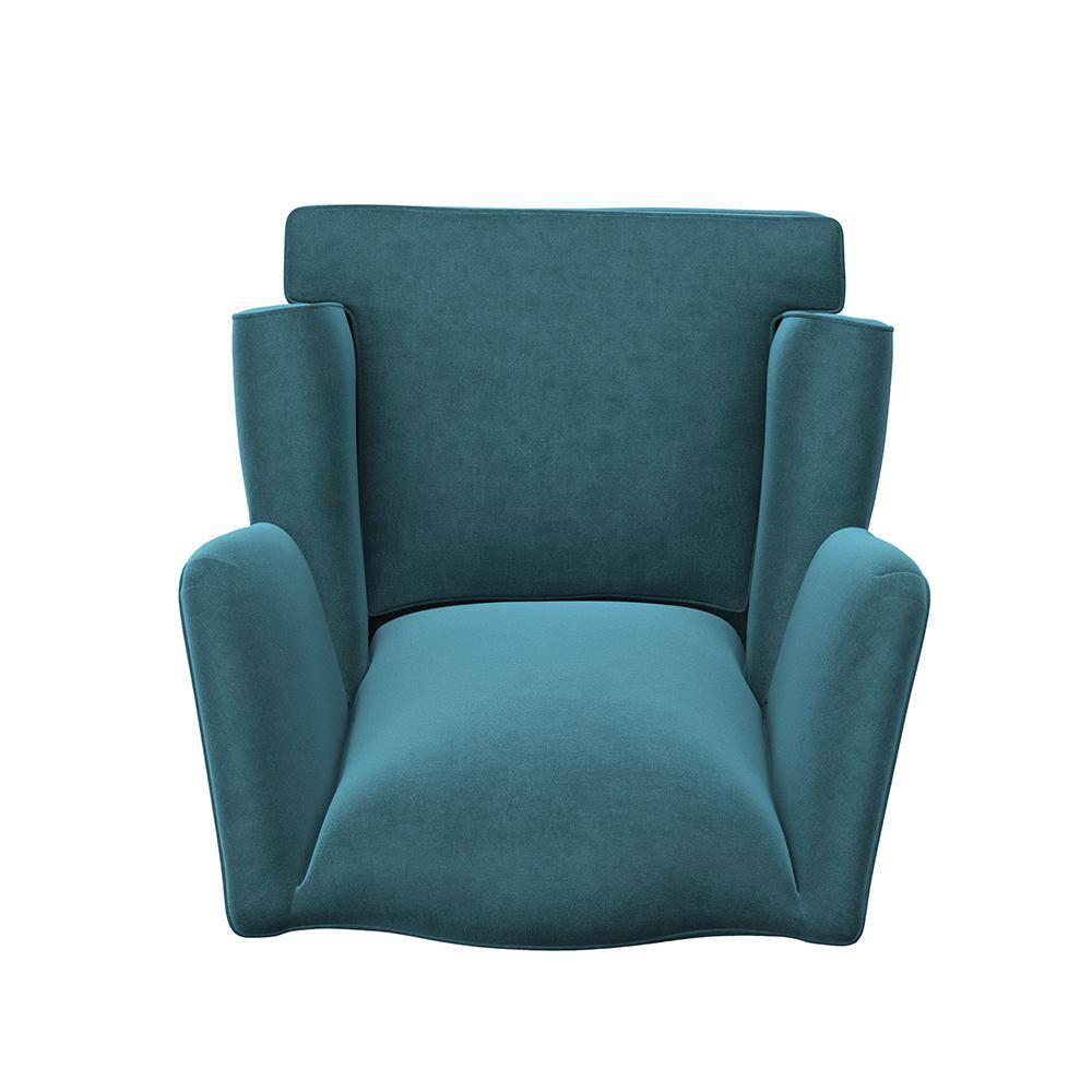 Elizabeth Ocean Blue Velvet-Feel Microfiber Wingback Chair