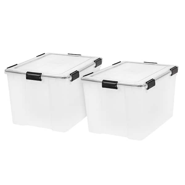IRIS USA 2Pack 47qt Extra Large Stackable Plastic Storage Drawers, White 