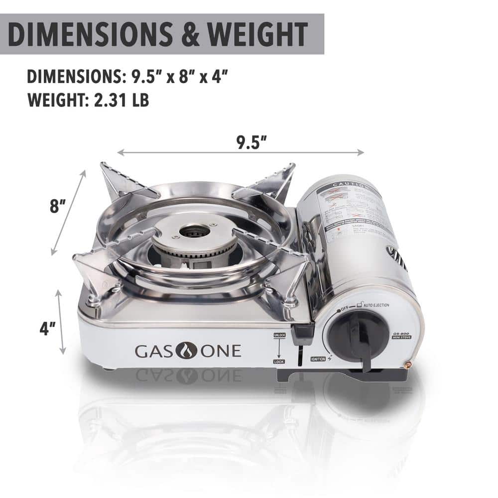 Compact White and Stainless Steel Single Burner Gas Stove