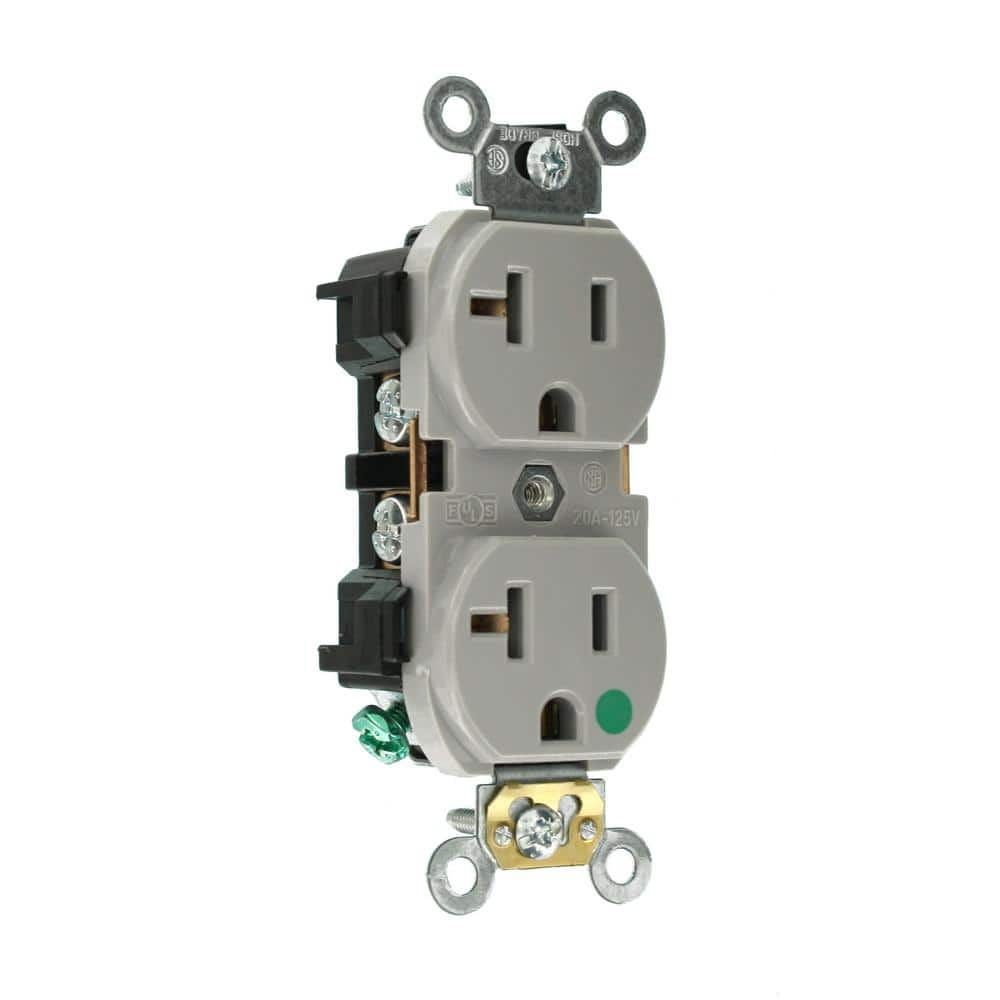 UPC 078477818923 product image for 20 Amp 125 V Hospital Grade Duplex Outlet/Receptacle, Gray (1-Pack) 08300-HGY | upcitemdb.com