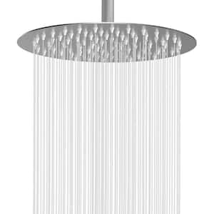 1-Spray Patterns with 2.5 GPM 10 in. Round Wall Mount Ceiling Mount Metal Ultra-Thin Fixed Shower Head in Brushed Nickel