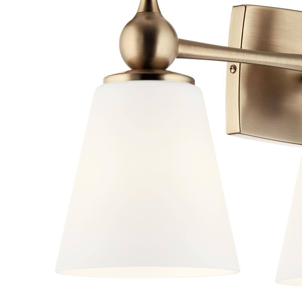 Champagne Bronze 3-Light Vanity with Etched Glass Shades