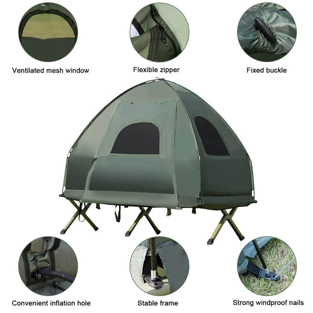 Green Four Season Solo Dome Camping Tent with Carry Bag
