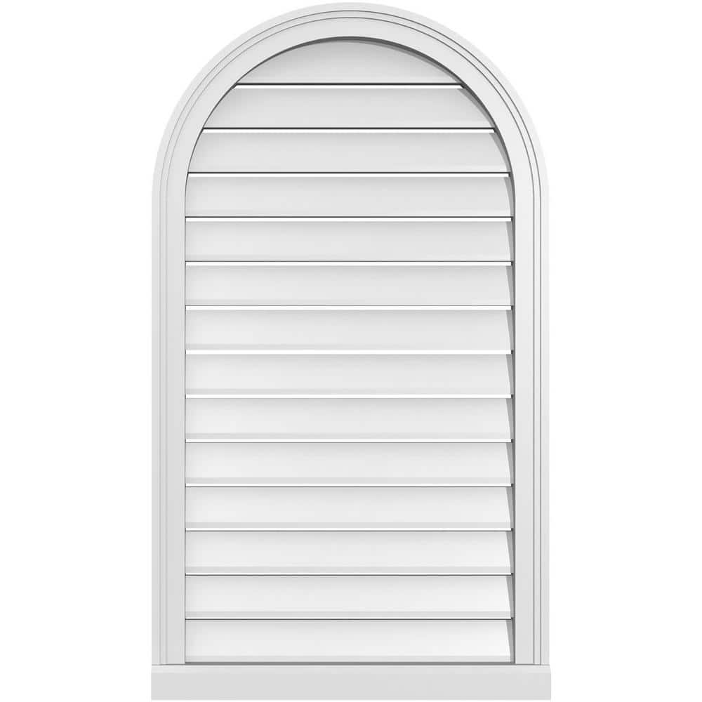24 in. x 42 in. Round Top Surface Mount PVC Gable Vent: Functional with Brickmould Sill Frame price history on PriceWatchPro