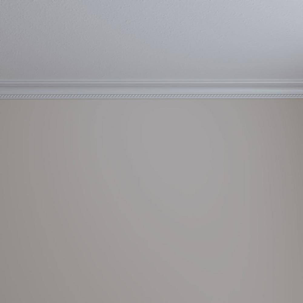 White Polyurethane Leandros Rope Crown Moulding, 94.5" Length