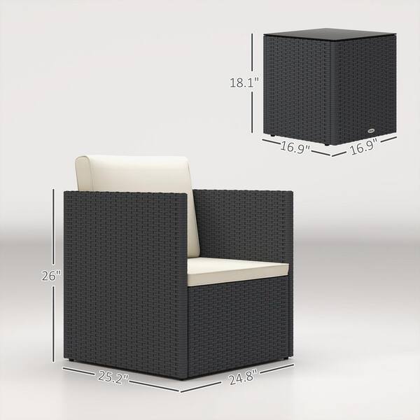 Outsunny 3-Piece Patio Bistro Set With Stackable Mesh Chairs & Stone-Look Table For Small Balcony, Black