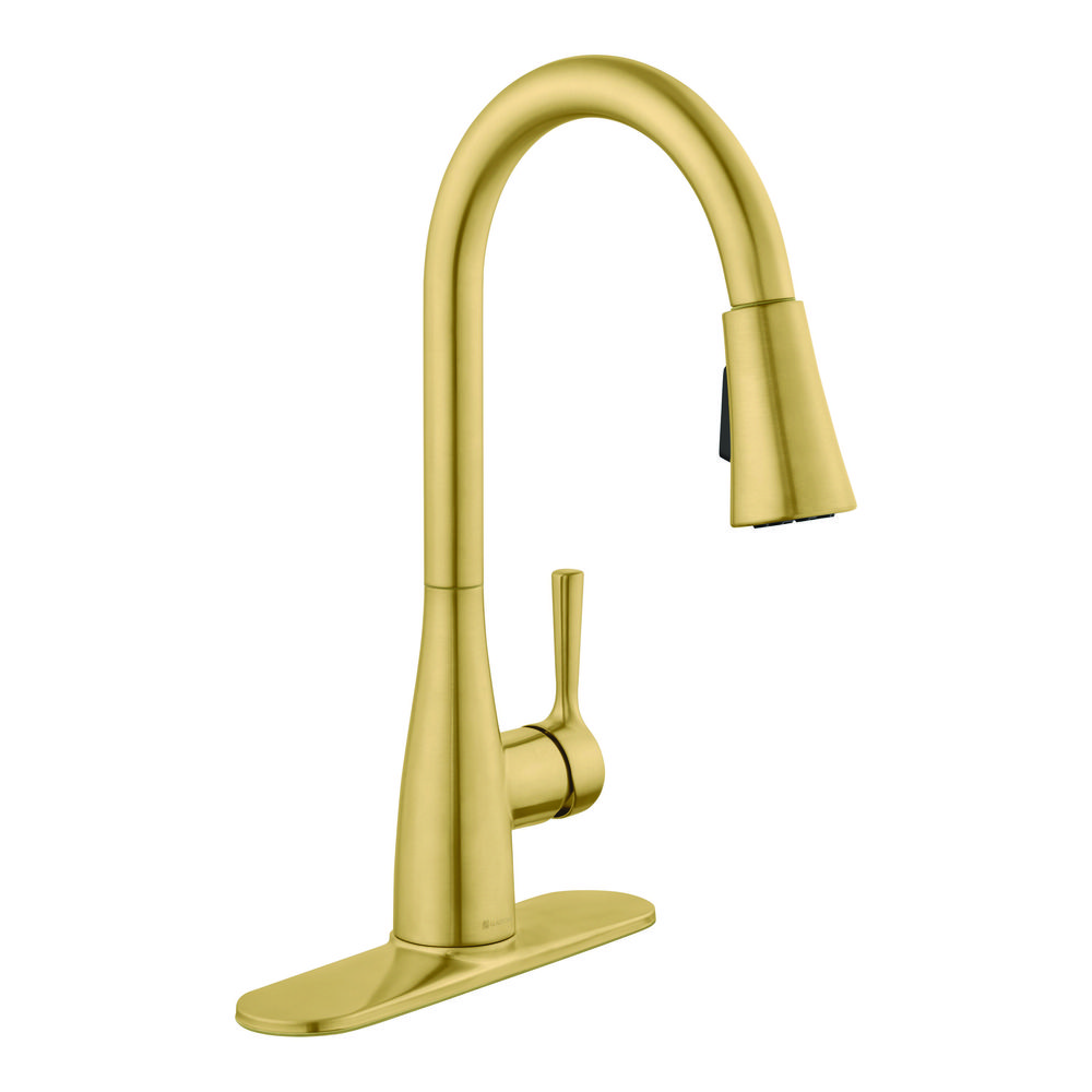 Sadira Single-Handle Pull-Down Sprayer 15.82 inches high 360° Swivel Spout Kitchen Faucet in Brushed Gold
