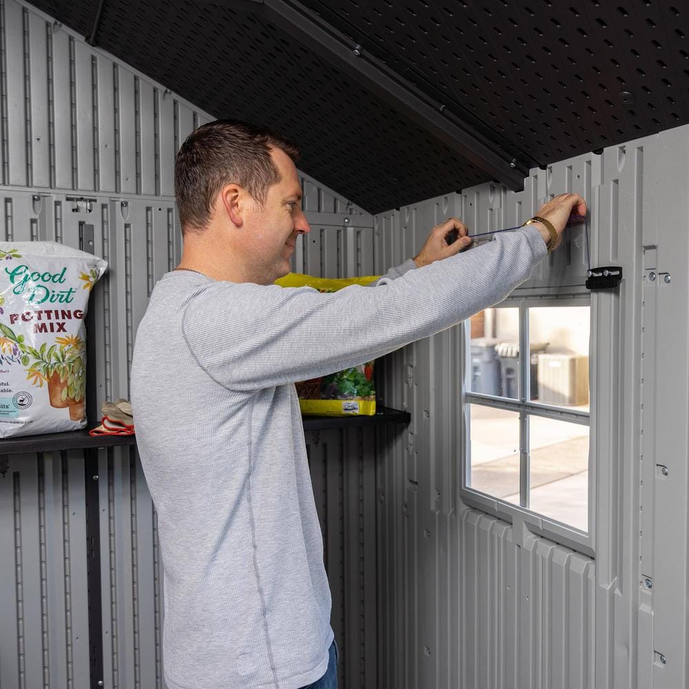 Lifetime 15' x 8' Gray Polyethylene Storage Shed with Windows