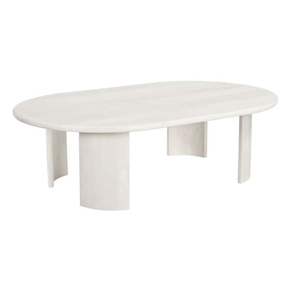 Risan Collection 51.2 in. White Round Mango Wood Coffee Table