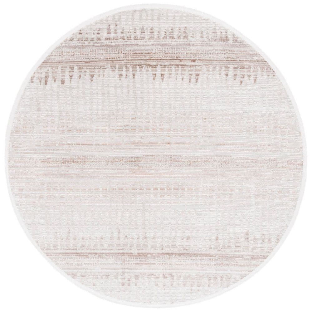 Mila Ivory/Beige Gray 7 ft. x 7 ft. Striped Distressed Round Area Rug price history on PriceWatchPro