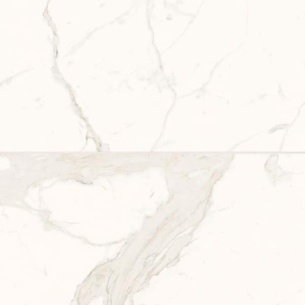 Magnifica ERA Rectangle 24 IN. 48 IN. Polished Calacatta Super White Porcelain Floor and Wall Tile (15.5 sq.ft./case)