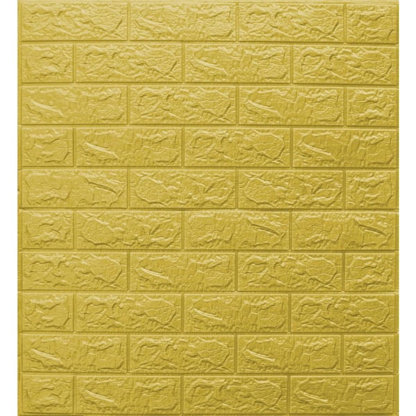 Dundee Deco Falkirk Markinch 1/4 in. x 27.6 in. x 30.3 in. Yellow PE Foam Peel and Stick 3D Decorative Wall Panel