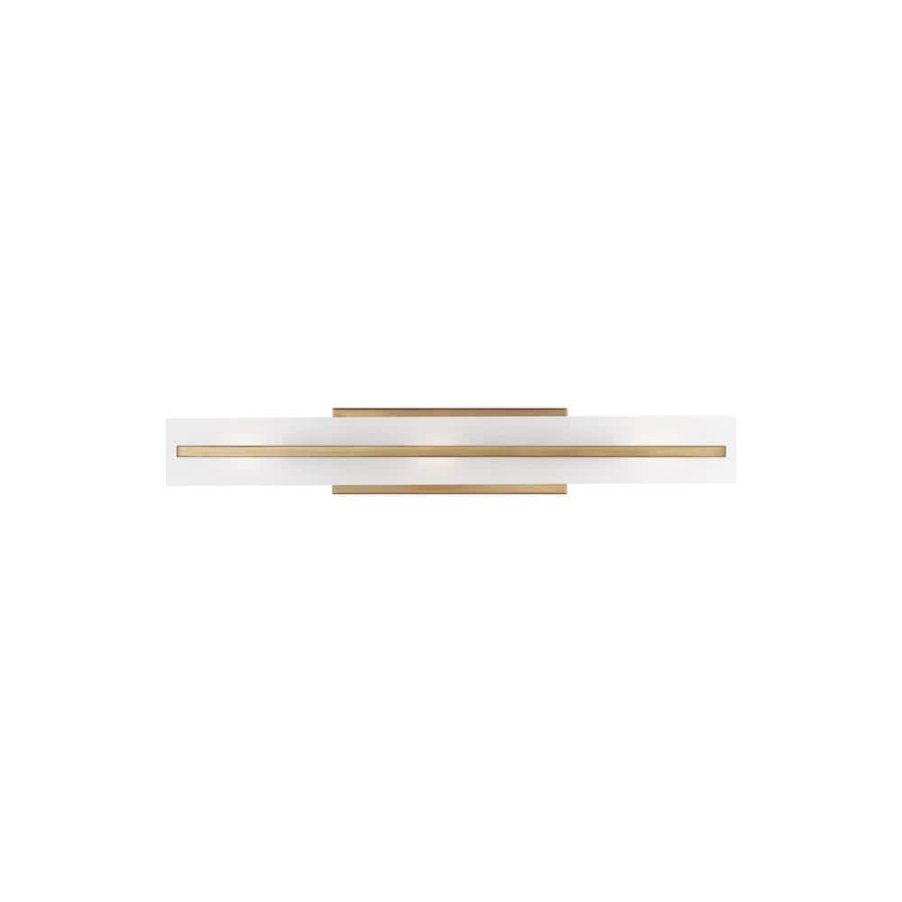 Dex 29.875 in. Large 3-Light Satin Brass Vanity Light with LED Bulbs and Satin Etched Glass Shade price history on PriceWatchPro