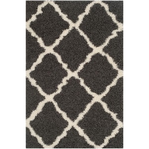 Dallas Shag Dark Gray/Ivory 5 ft. x 8 ft. Geometric Diamond Trellis Area Rug