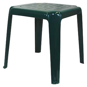 17 in. Hunter Green Stackable Slotted Plastic Outdoor Side Table